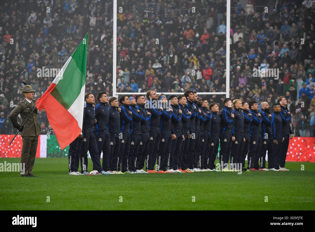 Turin, Italien, 15. November 2025 Quilter Nations Series 2025; Italien und Südafrika, Allianz Stadium Turin Italia Team während des Spiels der Quilter Nations Series 2025 zwischen Italien und Südafrika im Allianz Stadium Turin am 15. November 2025 in Turin Stockfoto