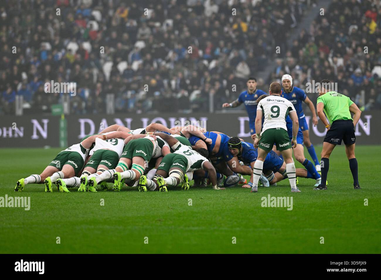 Turin, Italien, 15. November 2025 Quilter Nations Series 2025; Italien und Südafrika, Allianz Stadium Turin Springboks RSA of South Africa beim Spiel der Quilter Nations Series 2025 zwischen Italien und Südafrika im Allianz Stadium Turin am 15. November 2025 in Turin, Italien Stockfoto