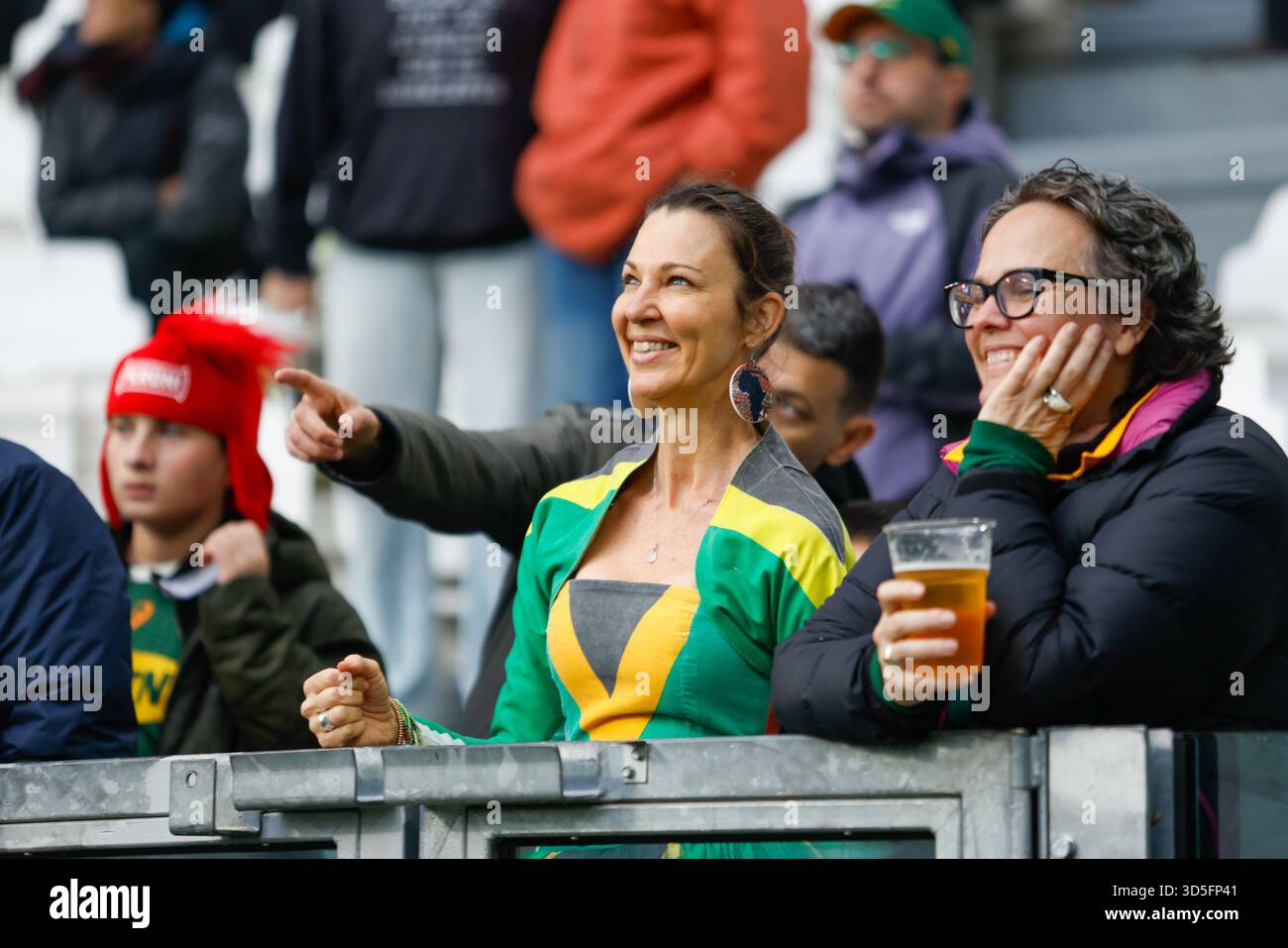 Turin, Italien. November 2025. Südafrikanische Fans beim Rugby-Spiel der Autumn Nations Series 2025 zwischen Italien und Südafrika am 15. November 2025 im Allianz Stadium in Turin. Quelle: Nderim Kaceli/Alamy Live News Stockfoto