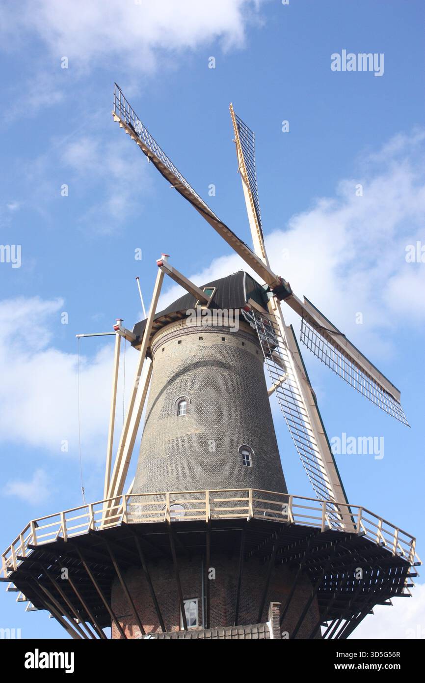 Eine Windmühle in Delft, Niederlande Stockfoto