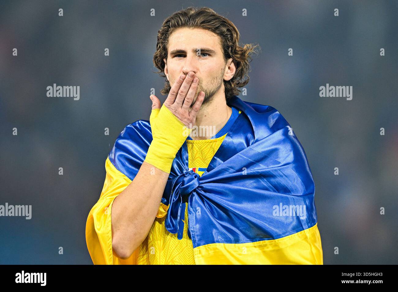 Illia oder Illya Zabarnyi während der FIFA Fussball-Weltmeisterschaft 2026, Qualifikation, Gruppe D Fußballspiel zwischen Frankreich und der Ukraine am 13. November 2025 im Parc des Princes Stadion in Paris, Frankreich. Foto: Victor Joly/ABACAPRESS.COM Stockfoto