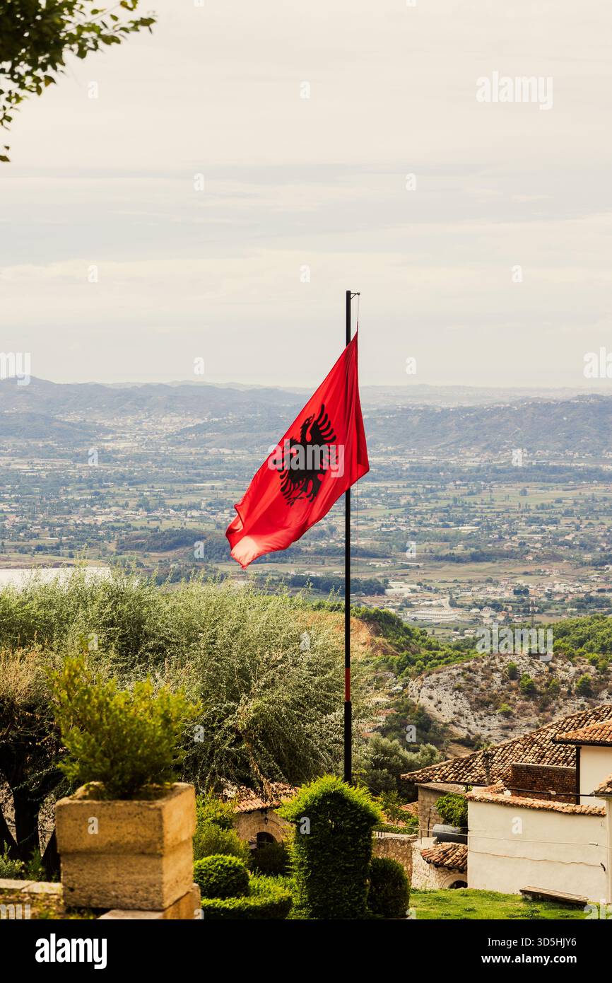 Albanische Flagge, Albanien Fahne Stockfoto