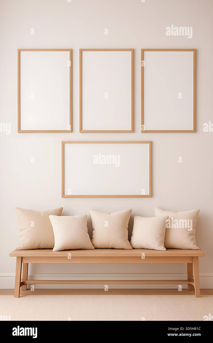 Rahmen Mockup Wandkunst – Minimalistische Vorlage Für Innenraumdekor Stockfoto