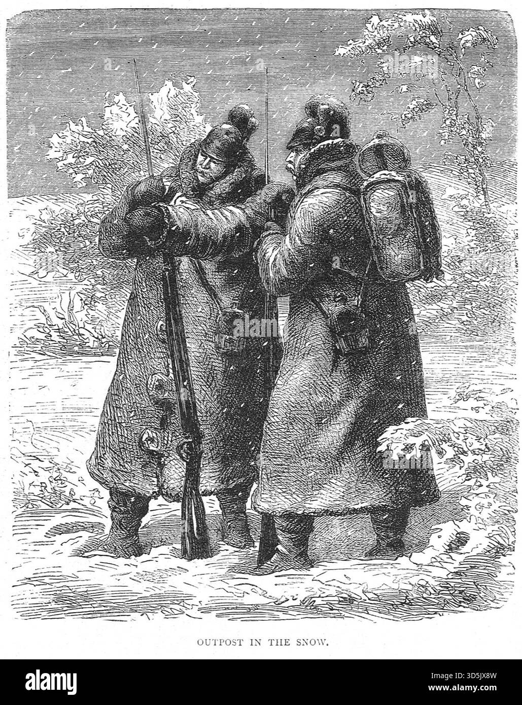 Außenposten im Schnee während des Deutsch-Französischen Krieges. Stockfoto