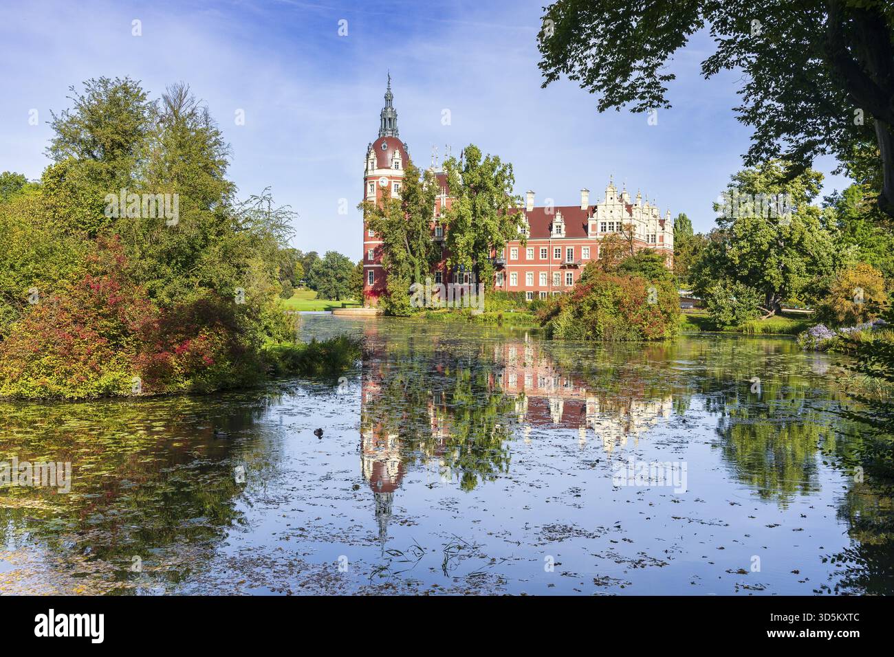 Neues Schloss Muskau, Muskauer Park, UNESCO-Weltkulturerbe, Bad Muskau, Oberlausitz, Sachsen, Deutschland Stockfoto
