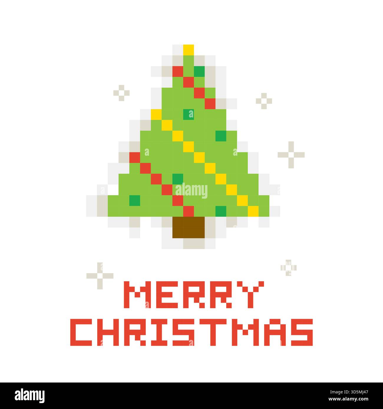 Pixel Merry Christmas Tree Konzept Stock Vektor