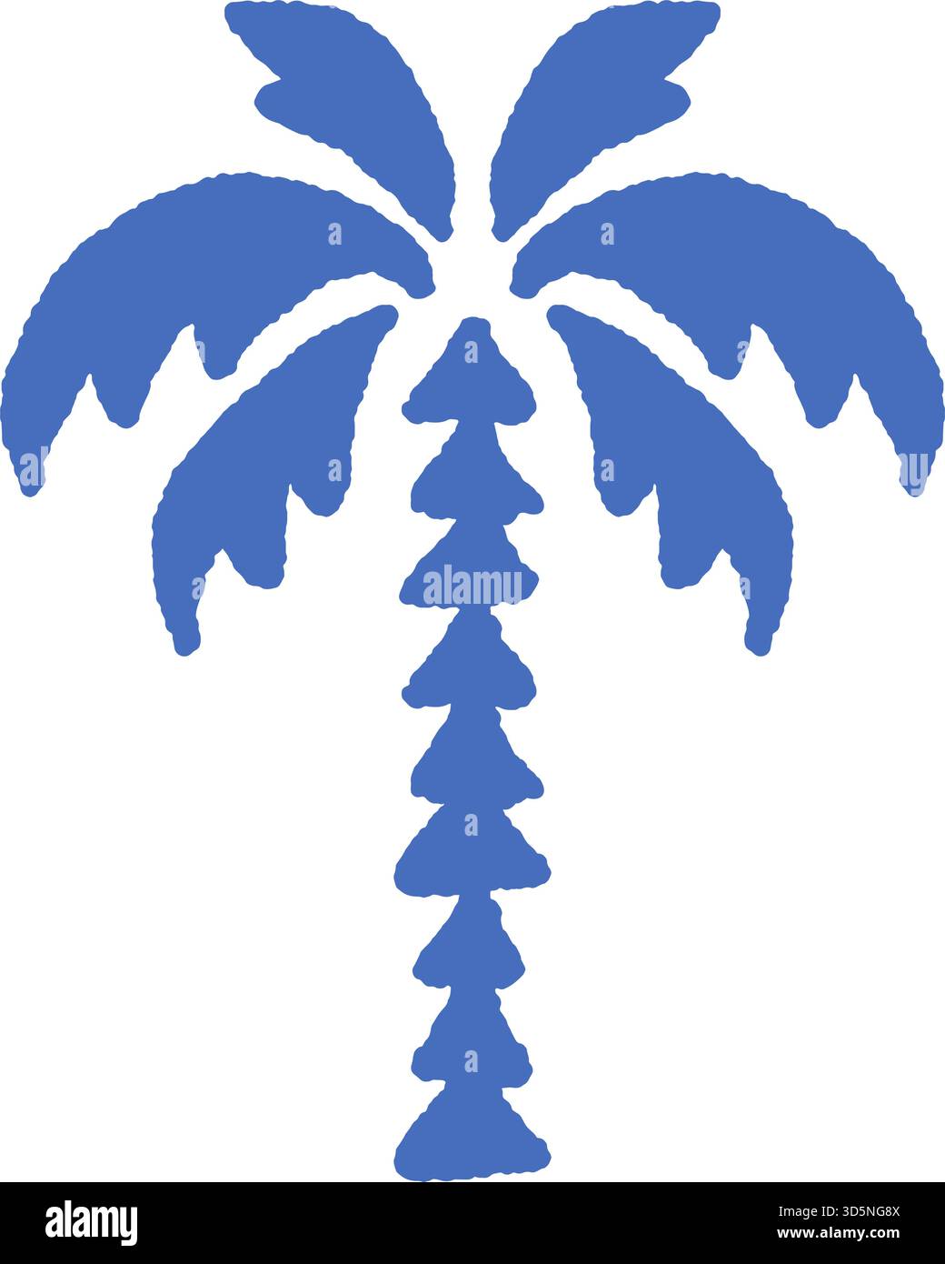Vektorillustration einer blauen abstrakten Palme, isoliert auf weißem Hintergrund. Ideal für tropische Themen, Sommermotive und Stranddekor. Stock Vektor