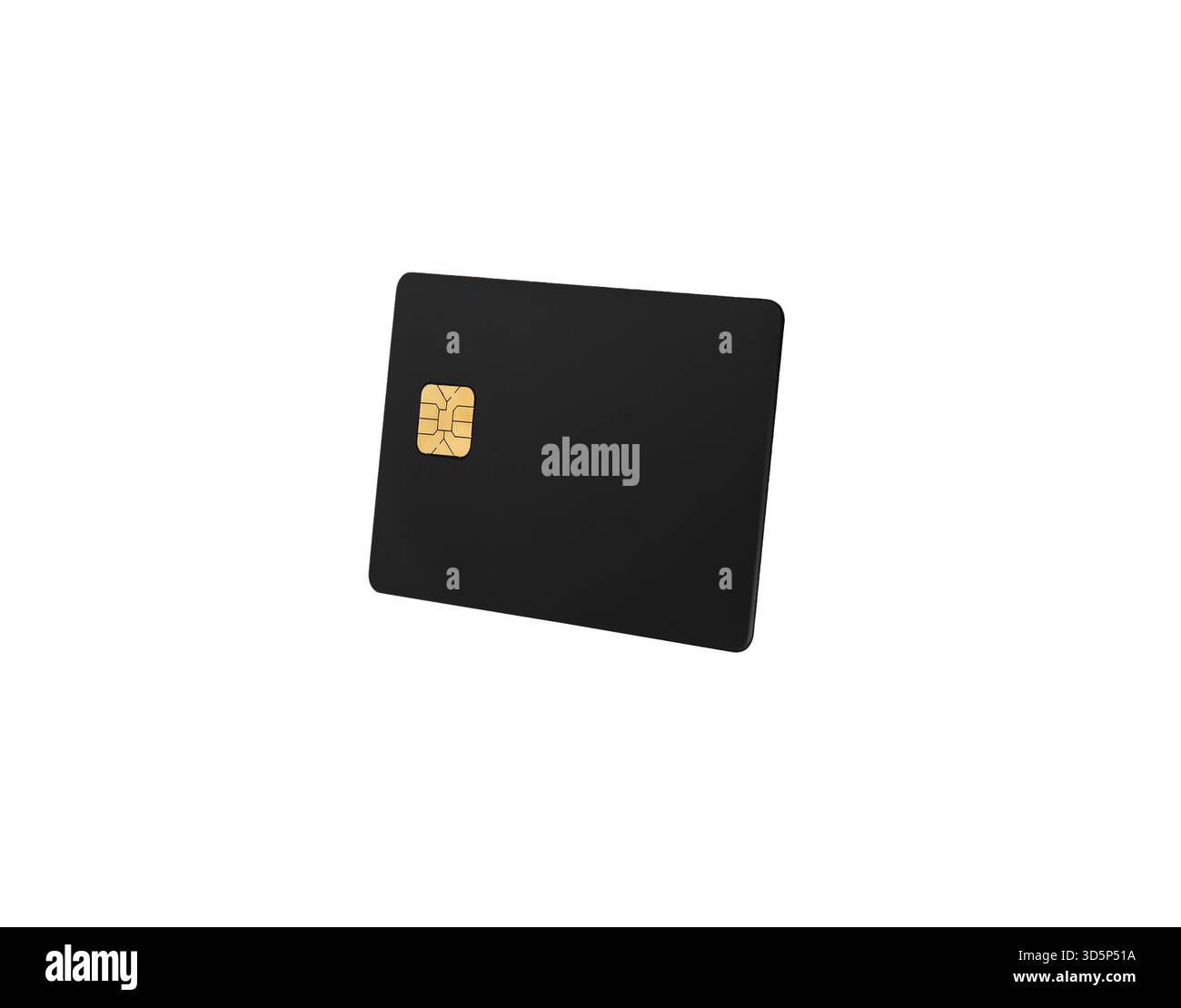 Schwarze Kreditkarte mit goldenem Chip, minimalistisches modernes Design, das Luxus, Sicherheit und digitale Finanzen symbolisiert, Konzept bargeldloser Zahlung und Premium b Stockfoto