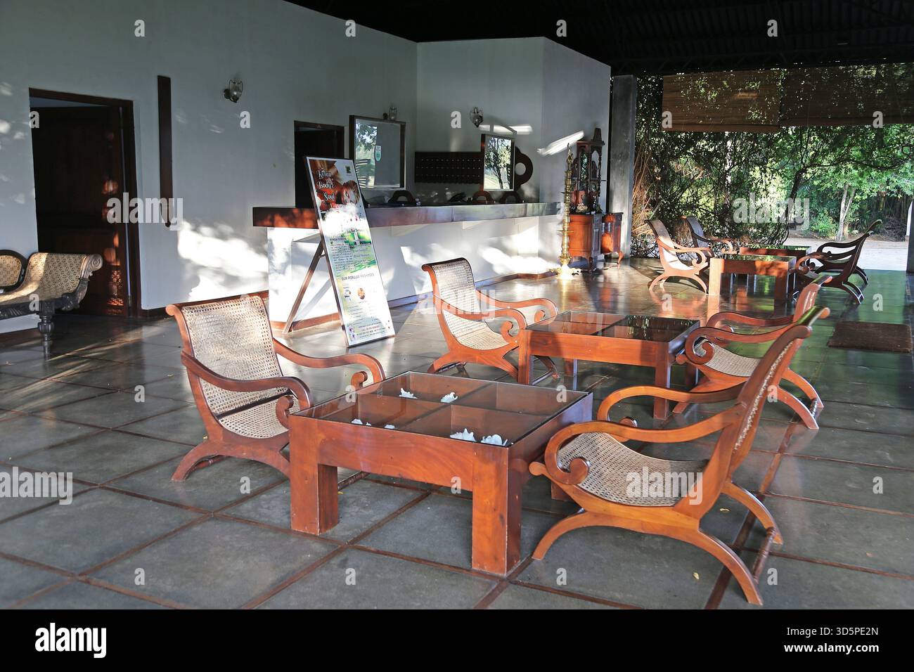 Rezeption, Camellia Resort and Spa, Avudangawa, Sigiriya, Matale District, Zentralprovinz, Sri Lanka, Indischer Ozean, Südasien Stockfoto