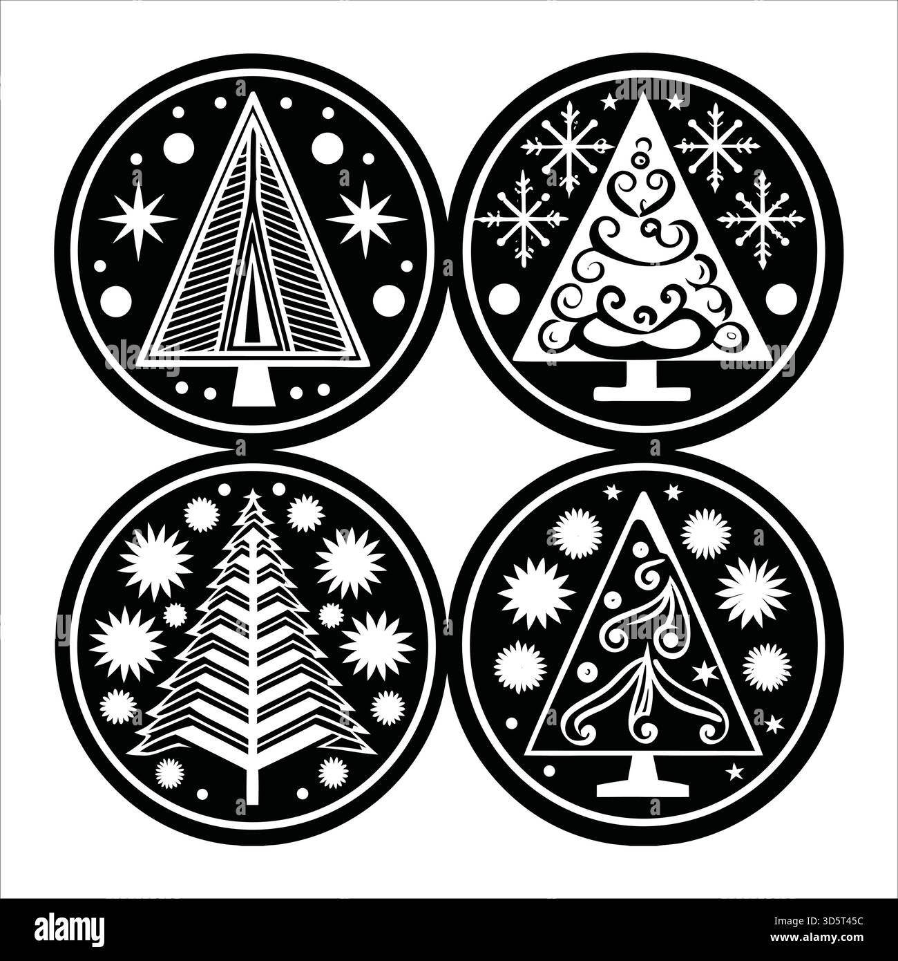 Minimal Christmas Tree Icon Collection – Eleganter Gold Outline Vektor Stock Vektor
