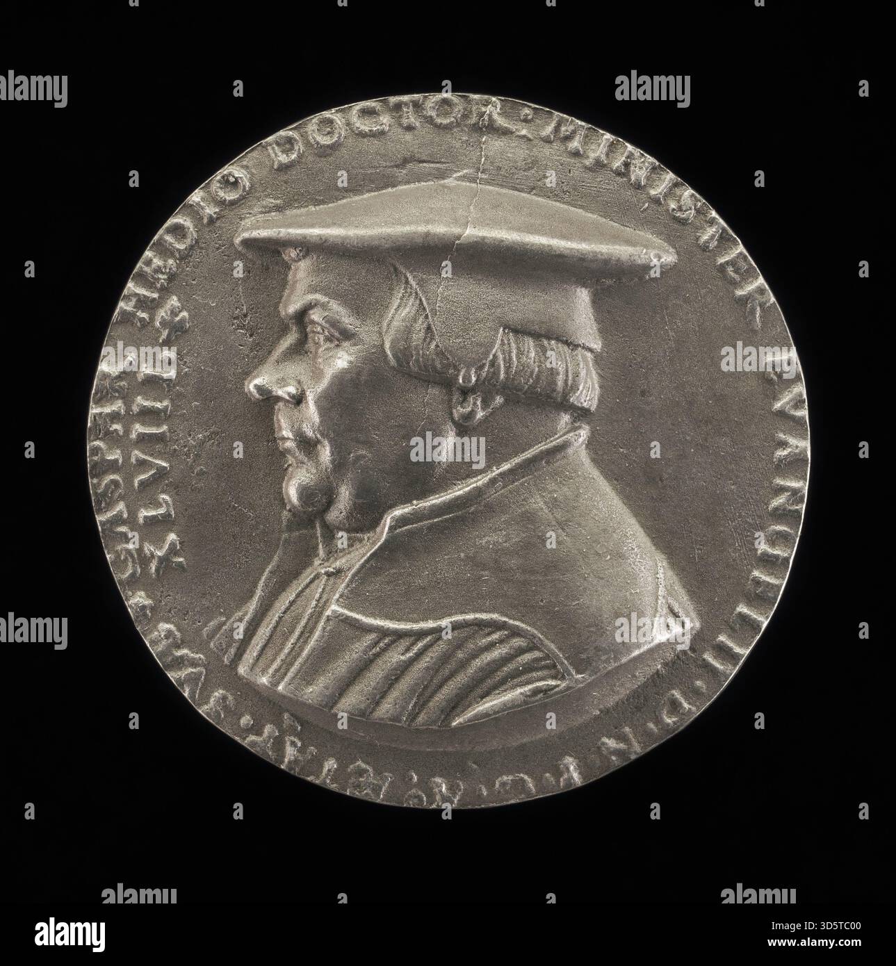 Ein Porträt von Caspar Hedio von Friedrich Hagenauer, das den Prediger und Pfarrer von 1494–1552 darstellt und Gesichtszüge, Kleidung und symbolische Elemente seines klerikalen Amtes zeigt. Stockfoto