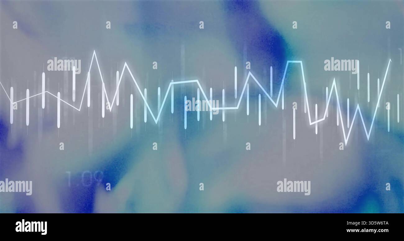 Anzeige der Kurvenlinie in der Mitte des digitalen Armaturenbretts mit Balken, Leuchten und numerischen Tags Stockfoto