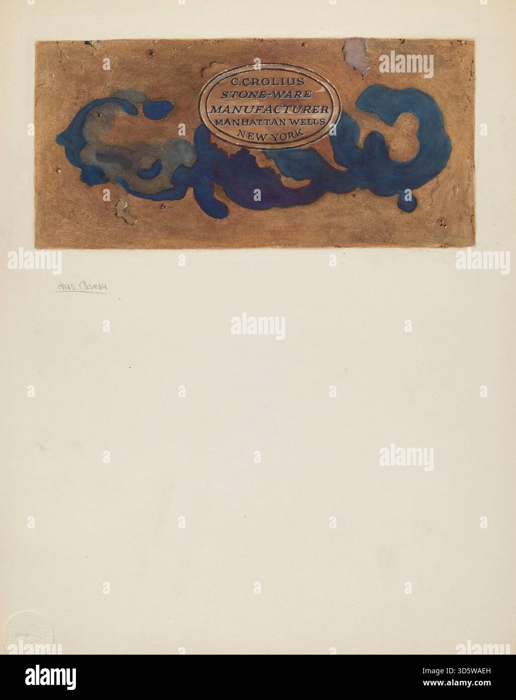 Dieses um 1936 entstandene Werk von Charles Caseau zeigt ein Gefäß aus Aquarell, Graphit und Gouache auf Pappe. Als Teil der Index of American Design Kollektion betont er das Volumen, die Kanten und die Oberflächenbehandlung des Bechers auf direkte und sachliche Weise. Stockfoto