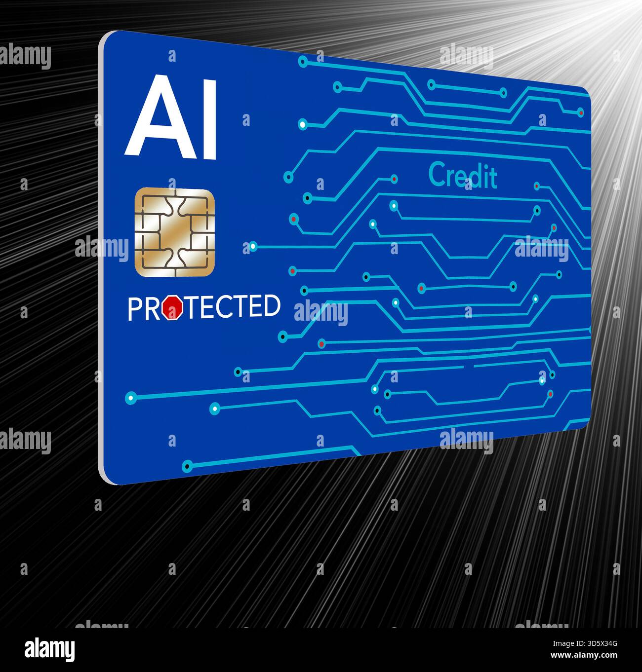 Die Prävention von KI-Betrug ist jetzt in Kreditkarten wie diese integriert, um eine Vielzahl von Techniken zur Erkennung von Betrug zu nutzen, bevor er geschieht und alles in Wirklichkeit Stockfoto
