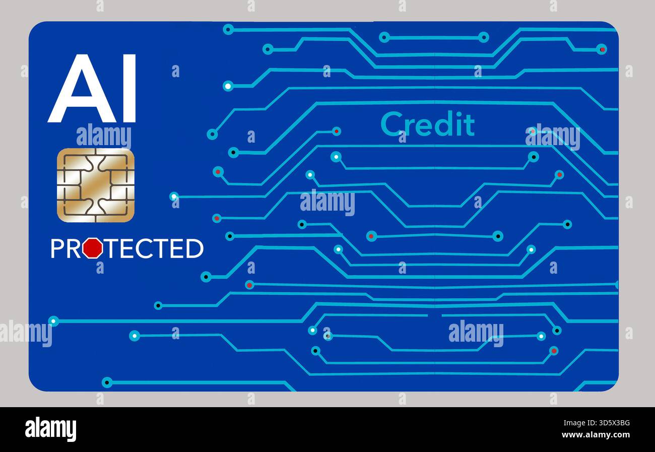 Die Prävention von KI-Betrug ist jetzt in Kreditkarten wie diese integriert, um eine Vielzahl von Techniken zur Erkennung von Betrug zu nutzen, bevor er geschieht und alles in Wirklichkeit Stockfoto
