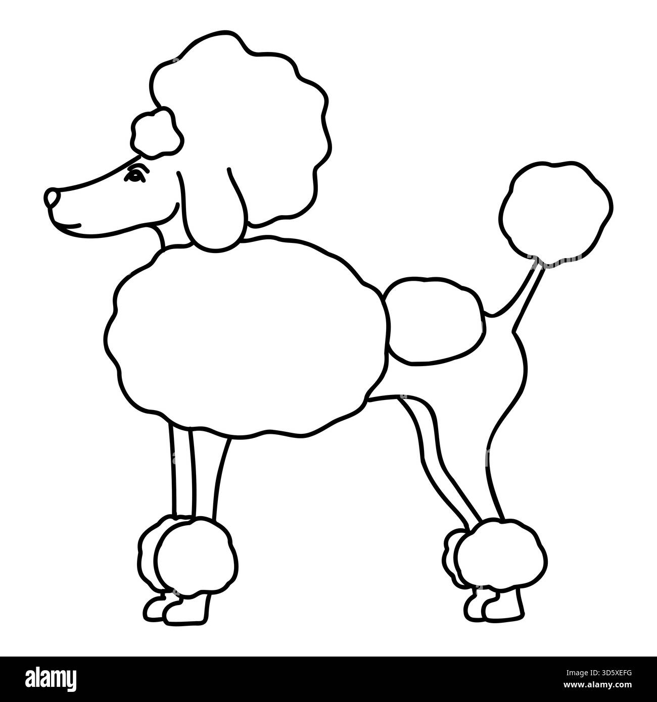 Hand gezeichnete Vektorkritzelei mit wunderschönem Pudelhund Stock Vektor