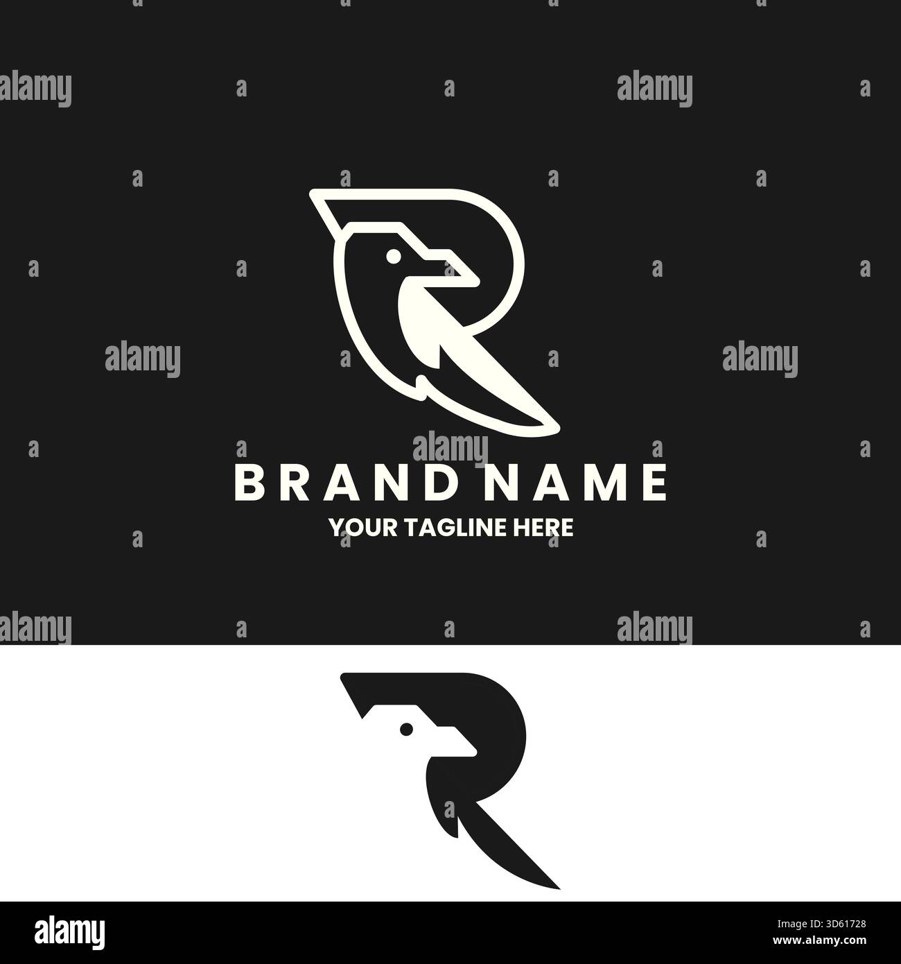 Abstraktes Logo-Design von raven R Stock Vektor