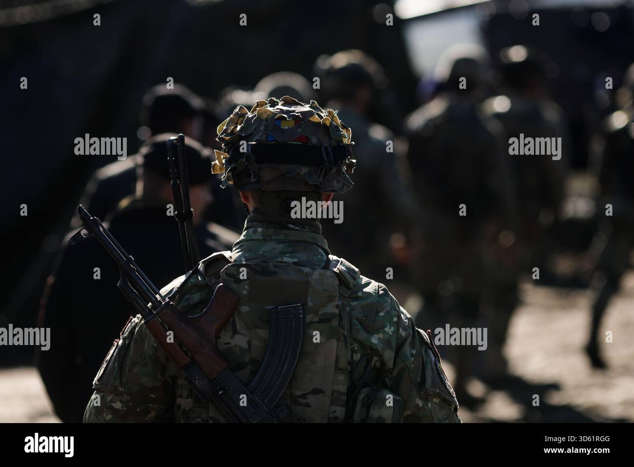 Rumänische Armeesoldaten während einer multinationalen NATO-Übung. Stockfoto