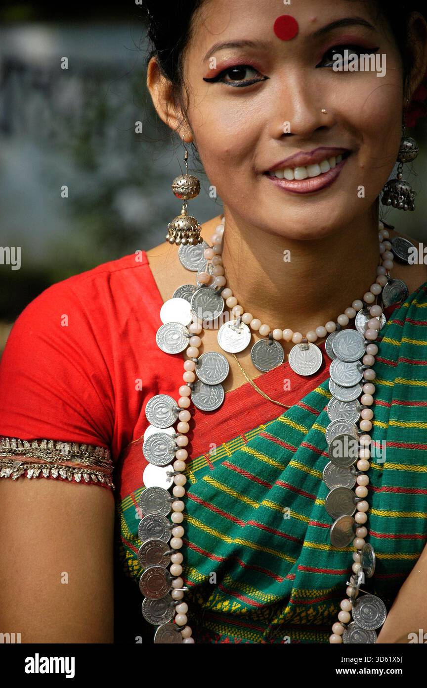 Verschiedene indigene Gemeinschaften in Bangladesch feiern den Internationalen Tag der Indigenen der Welt. Stockfoto