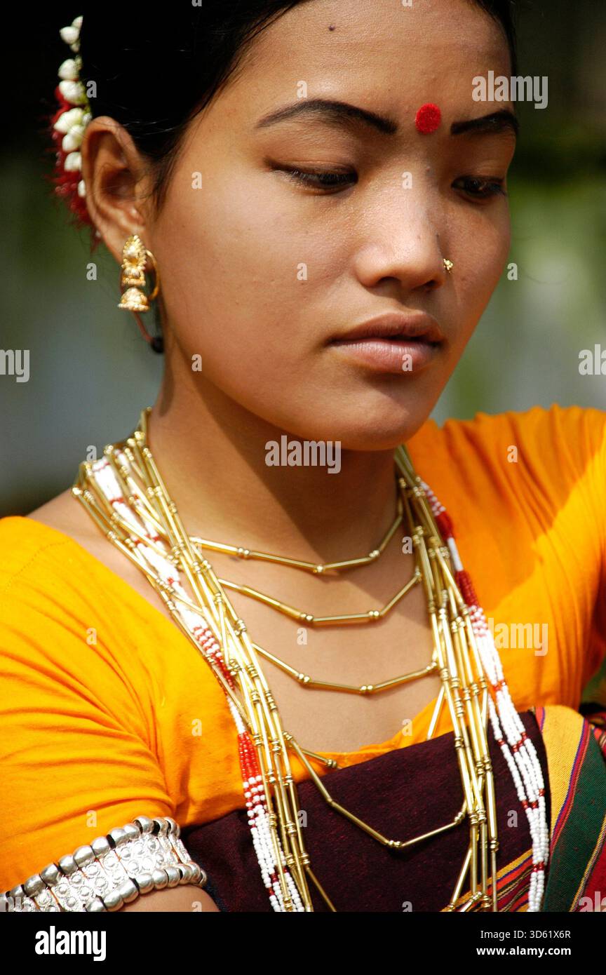 Verschiedene indigene Gemeinschaften in Bangladesch feiern den Internationalen Tag der Indigenen der Welt. Stockfoto