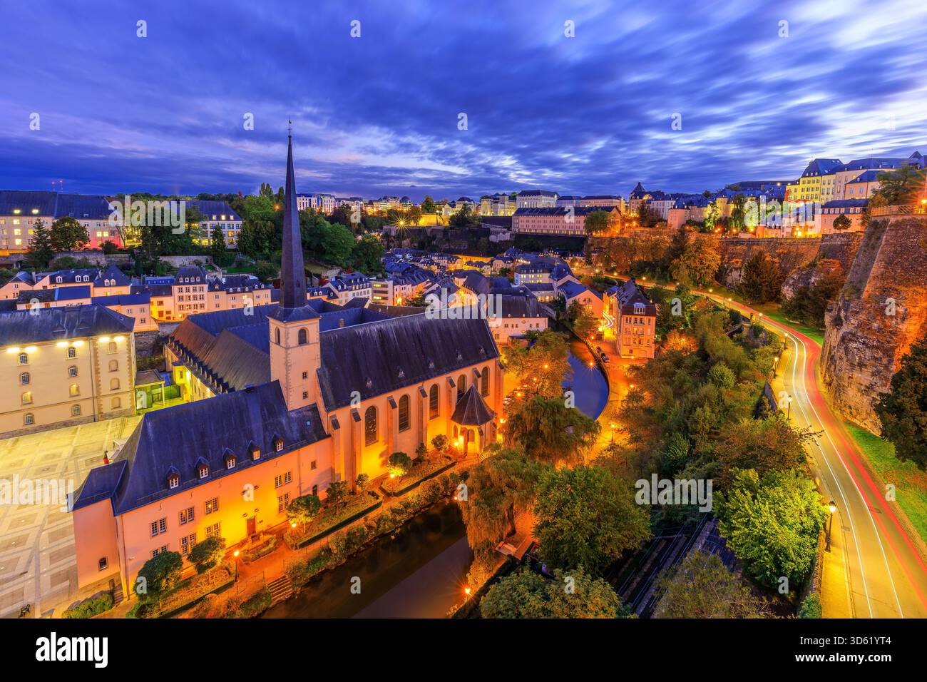 Die Stadt Luxemburg, die Hauptstadt des Großherzogtums Luxemburg. Die Altstadt und das Viertel Grund. Stockfoto