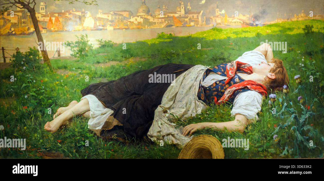 Die wilde Thistle (1895) von Giuseppe Vizzotto Alberti (1852–1931) - Öl auf Leinwand Stockfoto