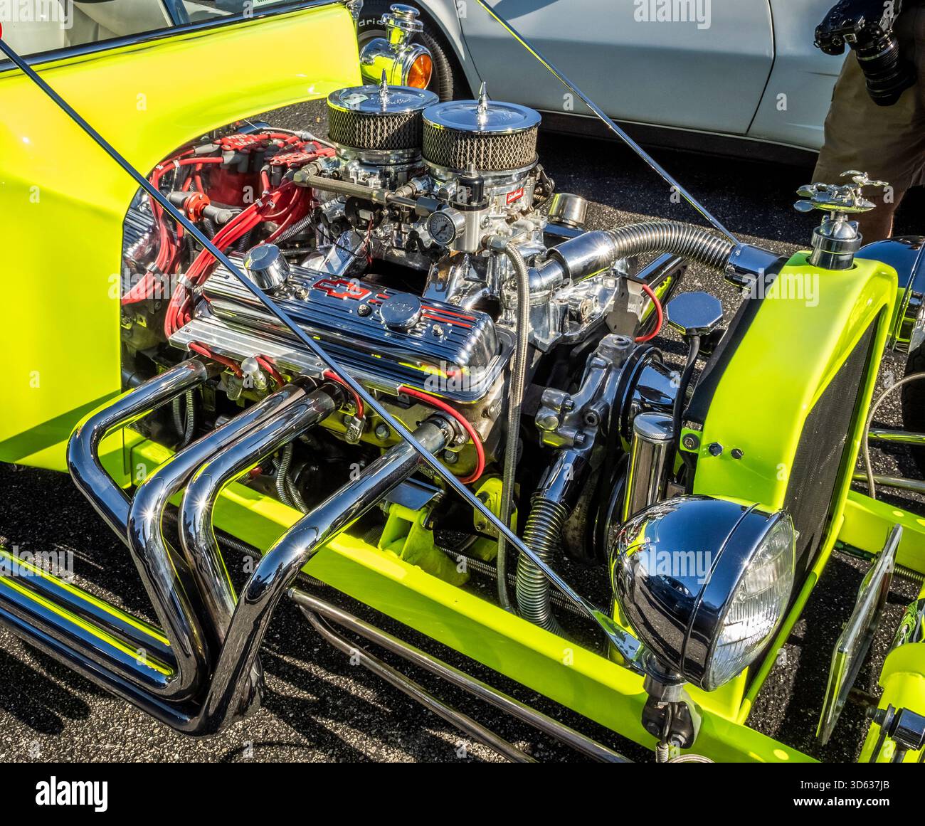 Amerika V8-Motor mit verchromtem Hotrod Stockfoto