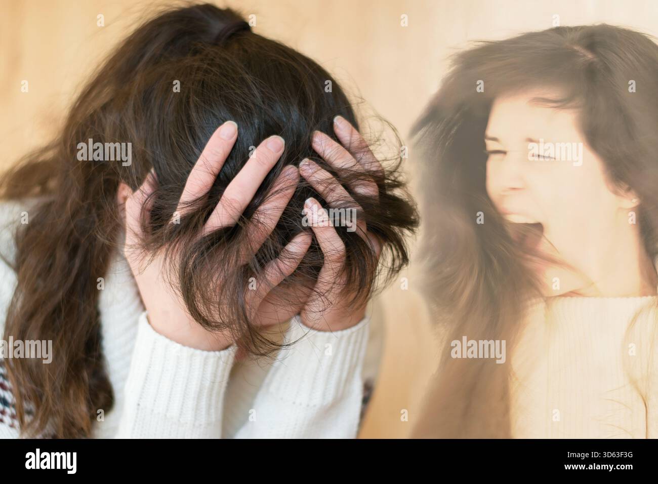 Tourette-Syndrom-Konzept. TS ist eine Bedingung, die dazu führt, dass eine Person ungewollte Geräusche und Bewegungen macht, die Tics genannt werden. Stockfoto