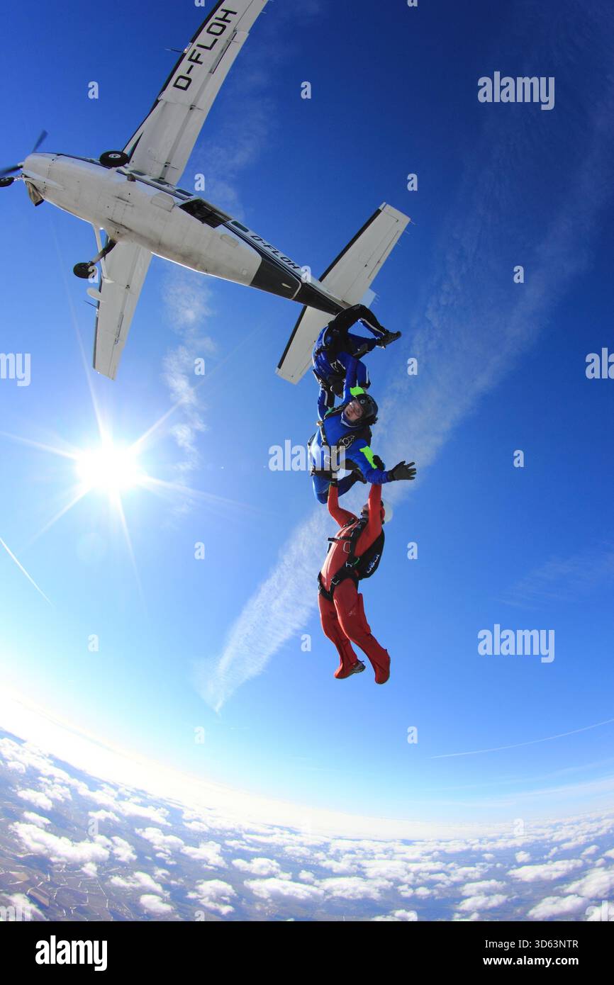 Beschleunigter Freifall auf Langar Airfield Stockfoto