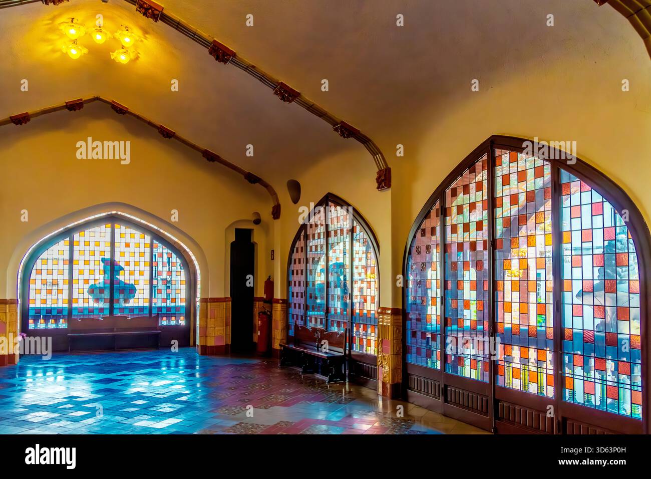 Das Foyer im dritten Stock des Palau de la Música Catalana (Katalanischer Musikpalast) in Barcelona ist UNESCO-Weltkulturerbe. Entwickelt im Cat Stockfoto