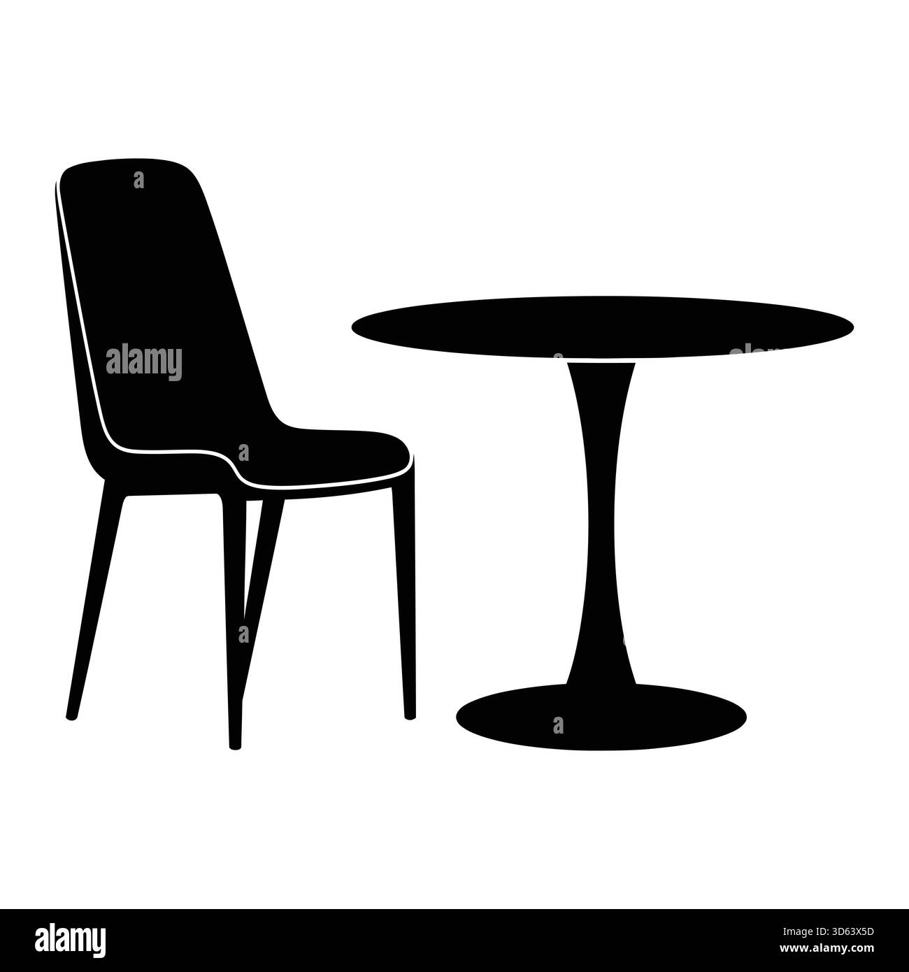 Stilvolle Café-Tisch- und Stuhl-Silhouette-Ikone Stock Vektor