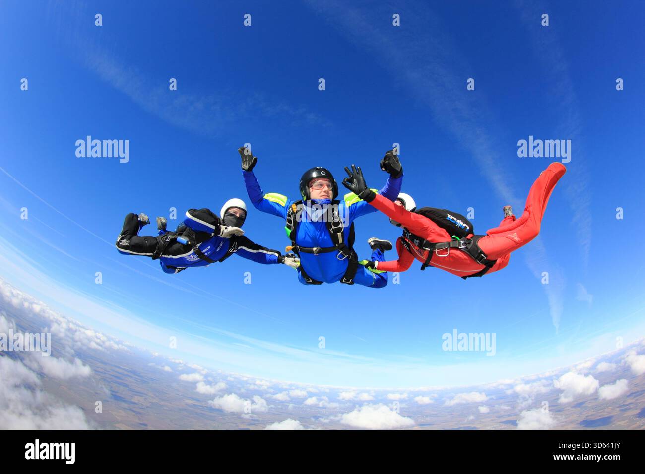 Beschleunigter Freifall bei Skydive Langar Stockfoto