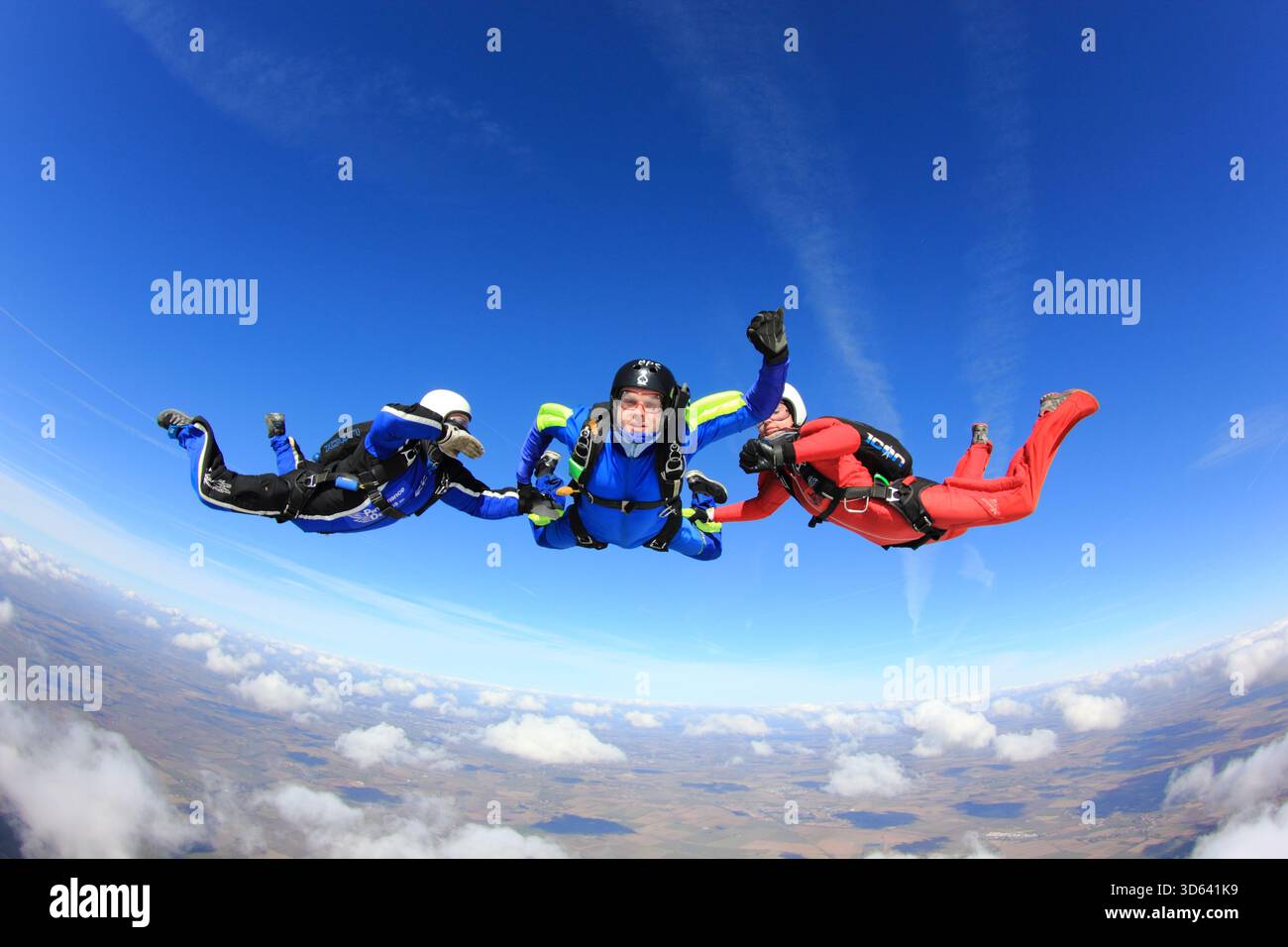 Beschleunigter Freifall bei Skydive Langar Stockfoto
