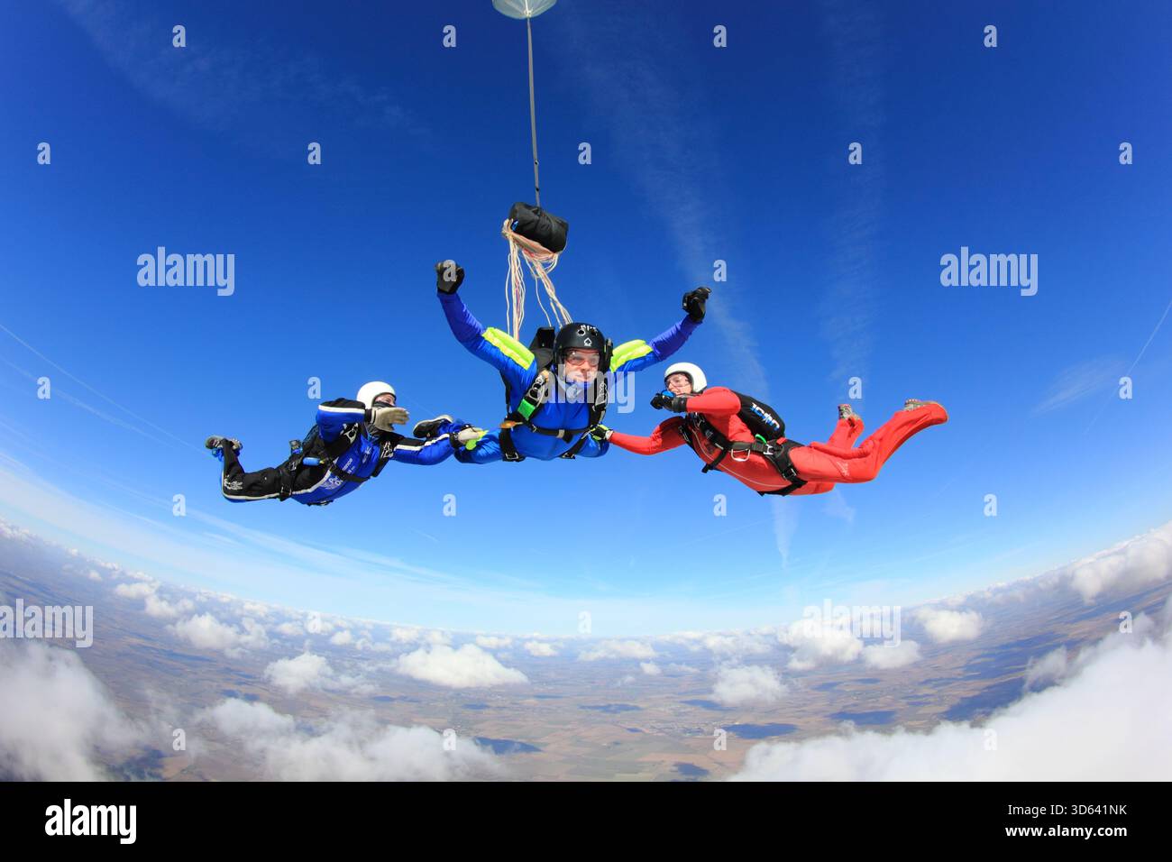 Beschleunigter Freifall bei Skydive Langar Stockfoto