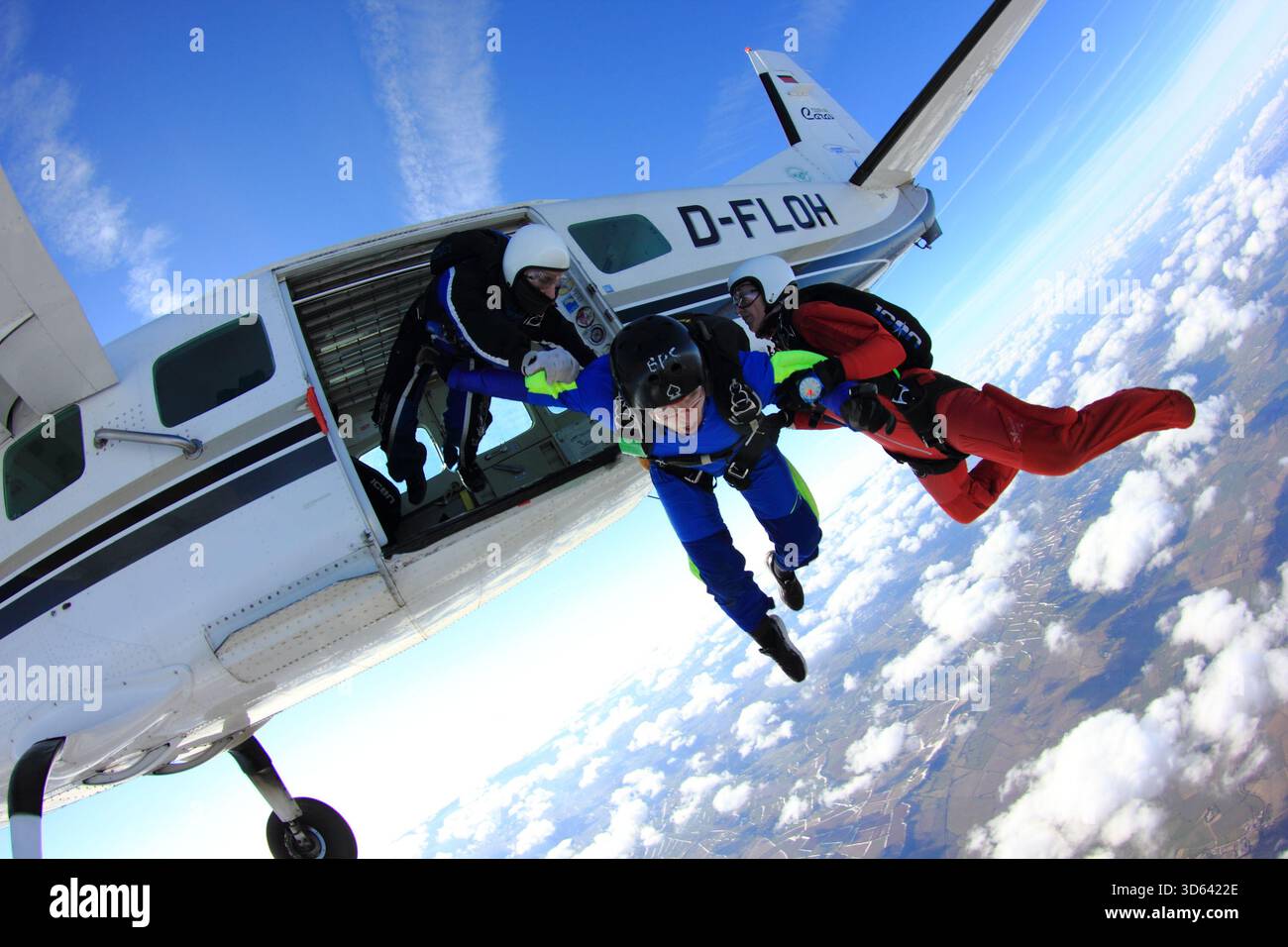 Beschleunigter Freifall bei Skydive Langar Stockfoto