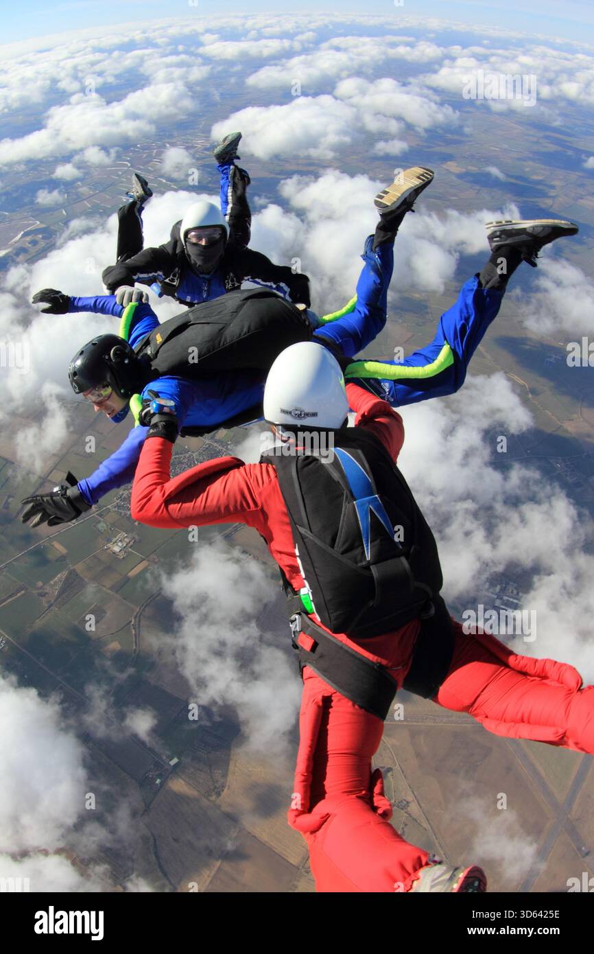 Beschleunigter Freifall bei Skydive Langar Stockfoto