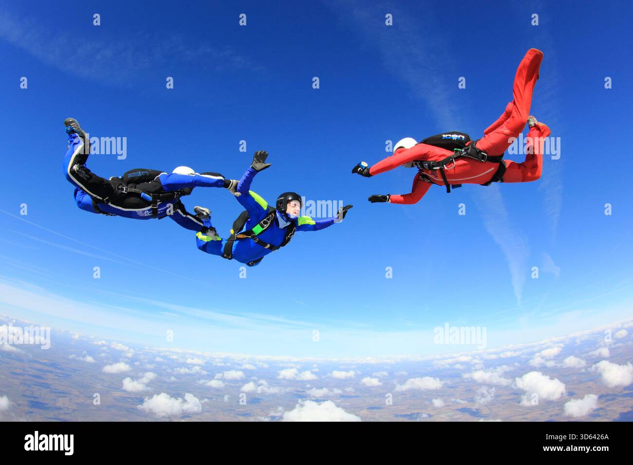 Beschleunigter Freifall bei Skydive Langar Stockfoto