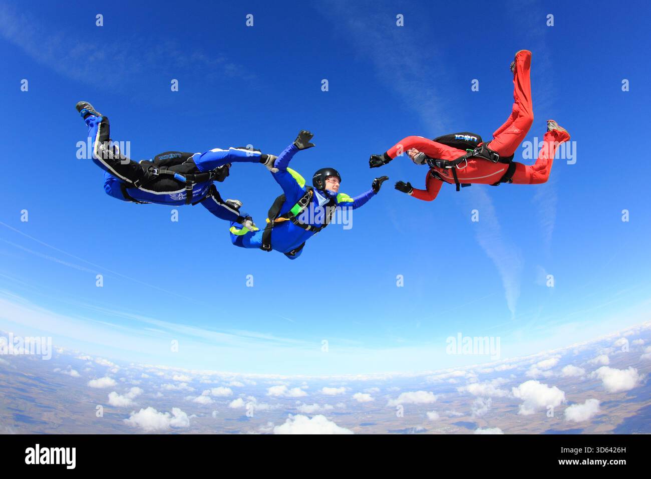 Beschleunigter Freifall bei Skydive Langar Stockfoto