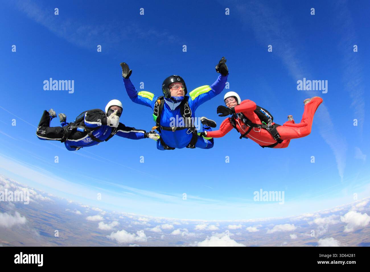 Beschleunigter Freifall bei Skydive Langar Stockfoto