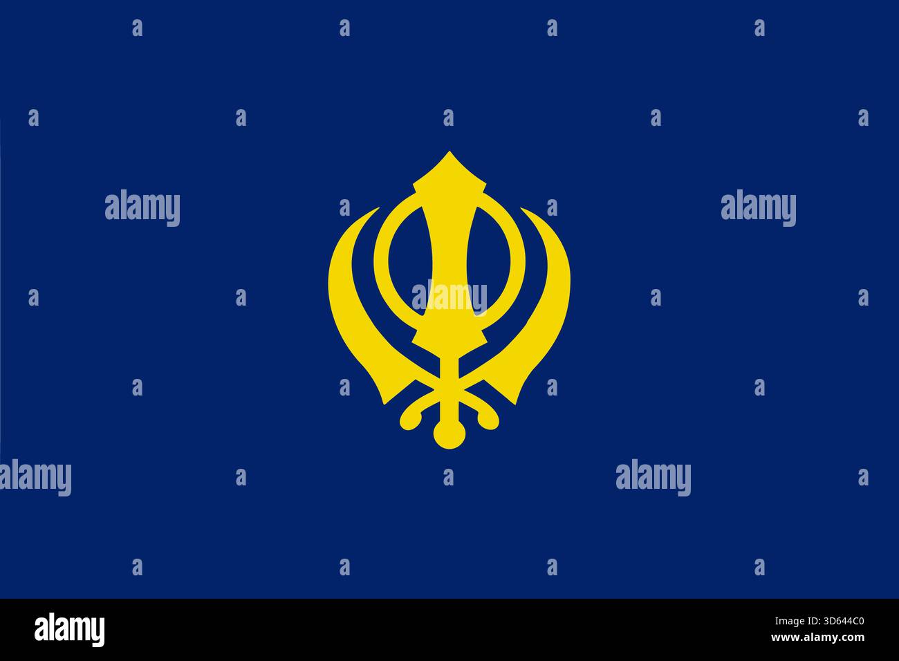 Flagge des Sikhismus (Nishan Sahib) – orangefarbenes Banner mit Khanda-Symbol, religiöse Flagge der Sikh-Gemeinschaft Stock Vektor