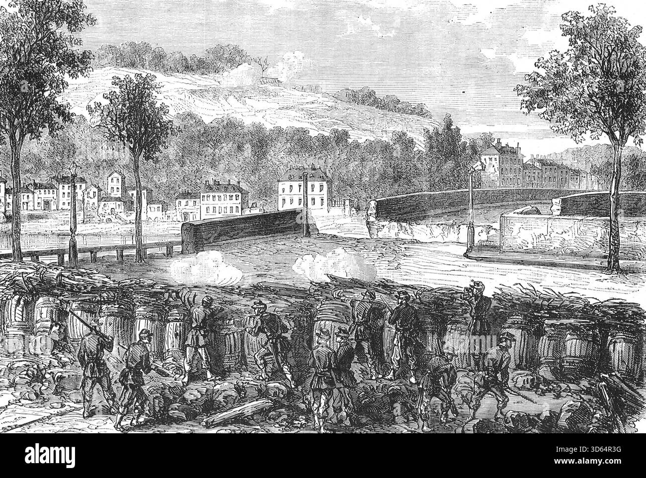 Preußische Rebellion befehligte die Brücke von Sèvres während des Deutsch-Französischen Krieges. Stockfoto