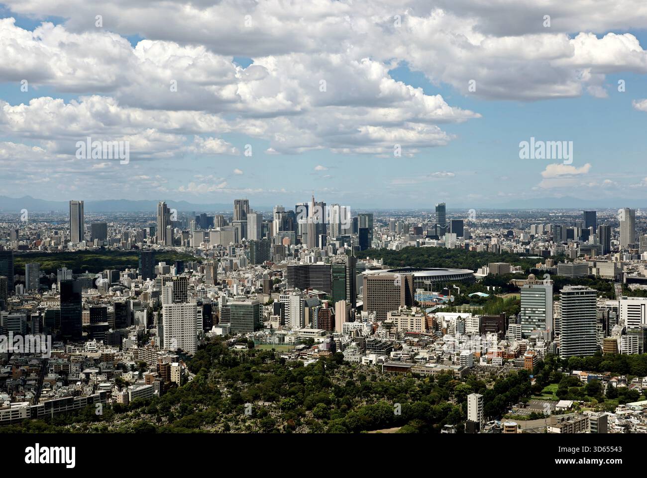 Panoramablick auf die Hochhäuser von Tokio in Shinjuku Stockfoto
