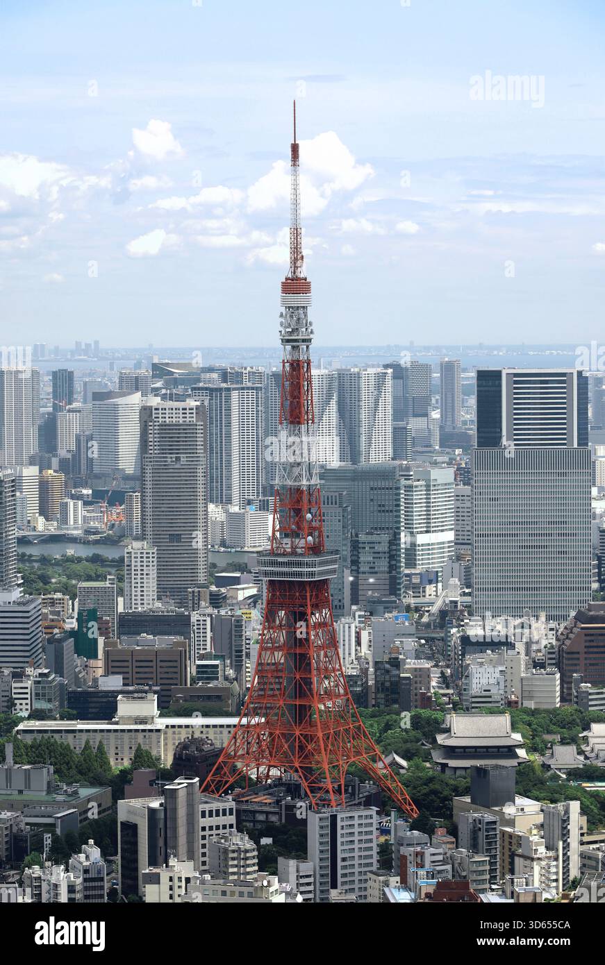 Tokio Stadtbild Tokyo Tower und eine Stadt gesäumt von Wolkenkratzern Stockfoto