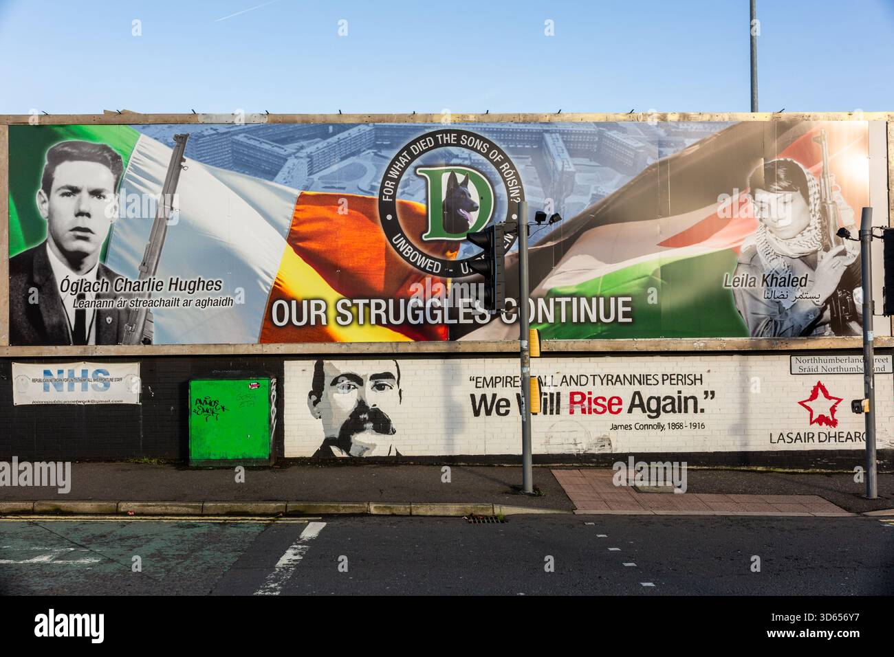 Politische Wandbilder, Northumberland Street, Belfast, Nordirland, 2025 Stockfoto