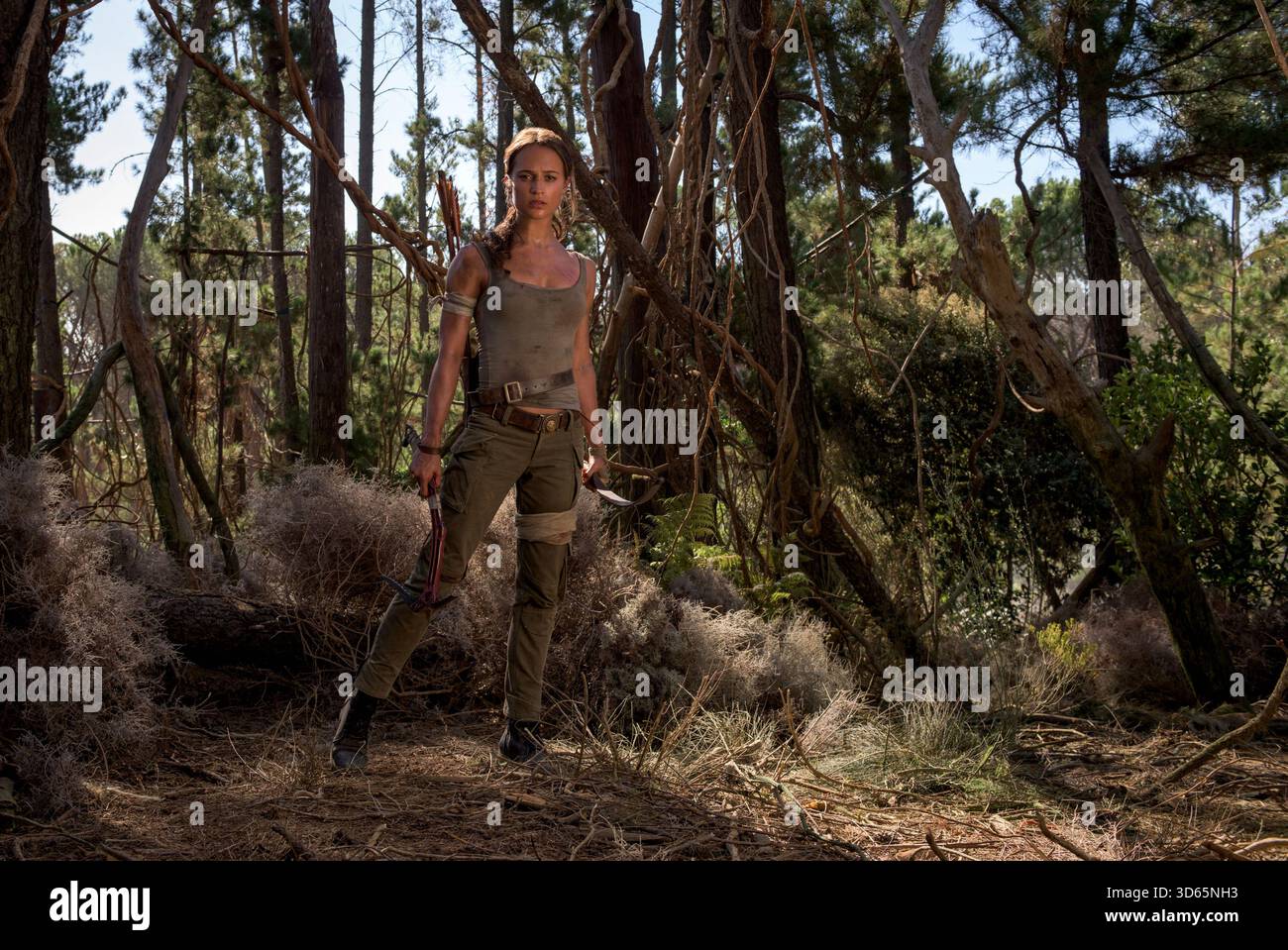 Alicia Vikander als Lara Croft in Warner Bros Pictures and Metro-Goldwyn-Mayer Pictures' Action-Abenteuer Tomb Raider, Eröffnung am 16. März 2018. / Nur Für Redaktionelle Zwecke Stockfoto