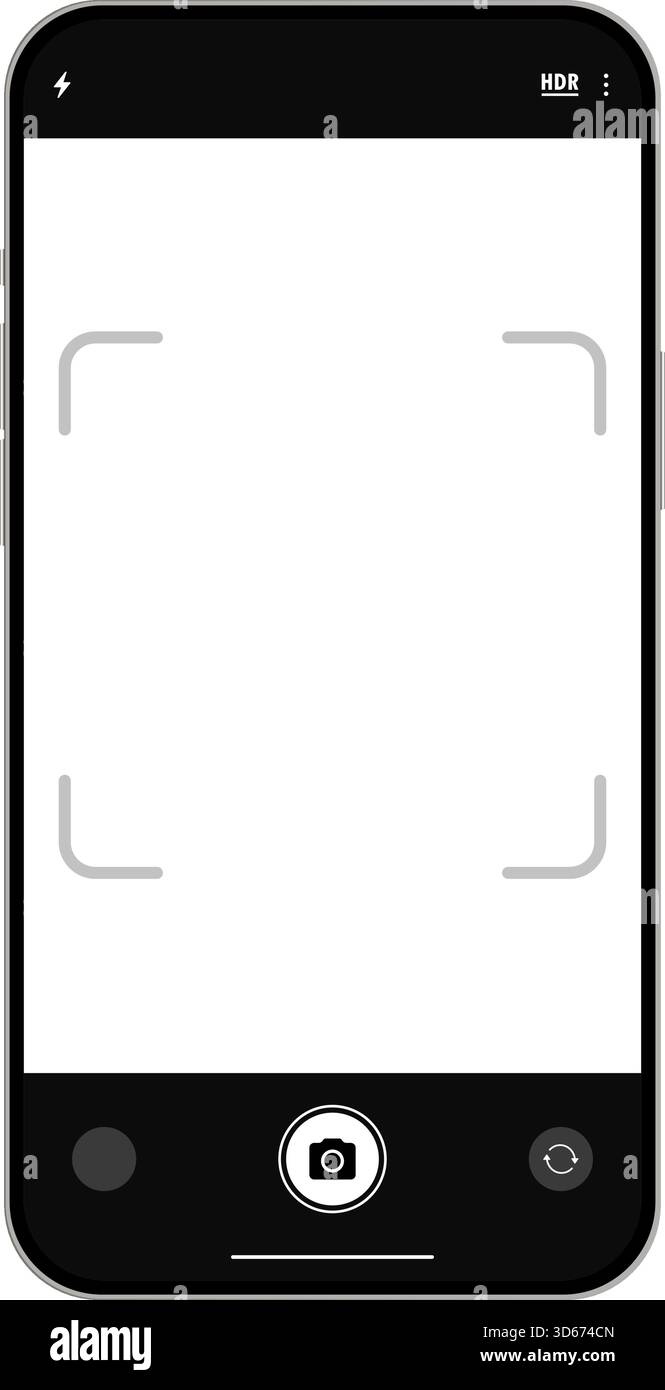 Vorlage für leeres Display der Smartphone-Anwendung der Kamera. Layout der App für die Fotografie des Mobiltelefons, Vektorillustration Stock Vektor