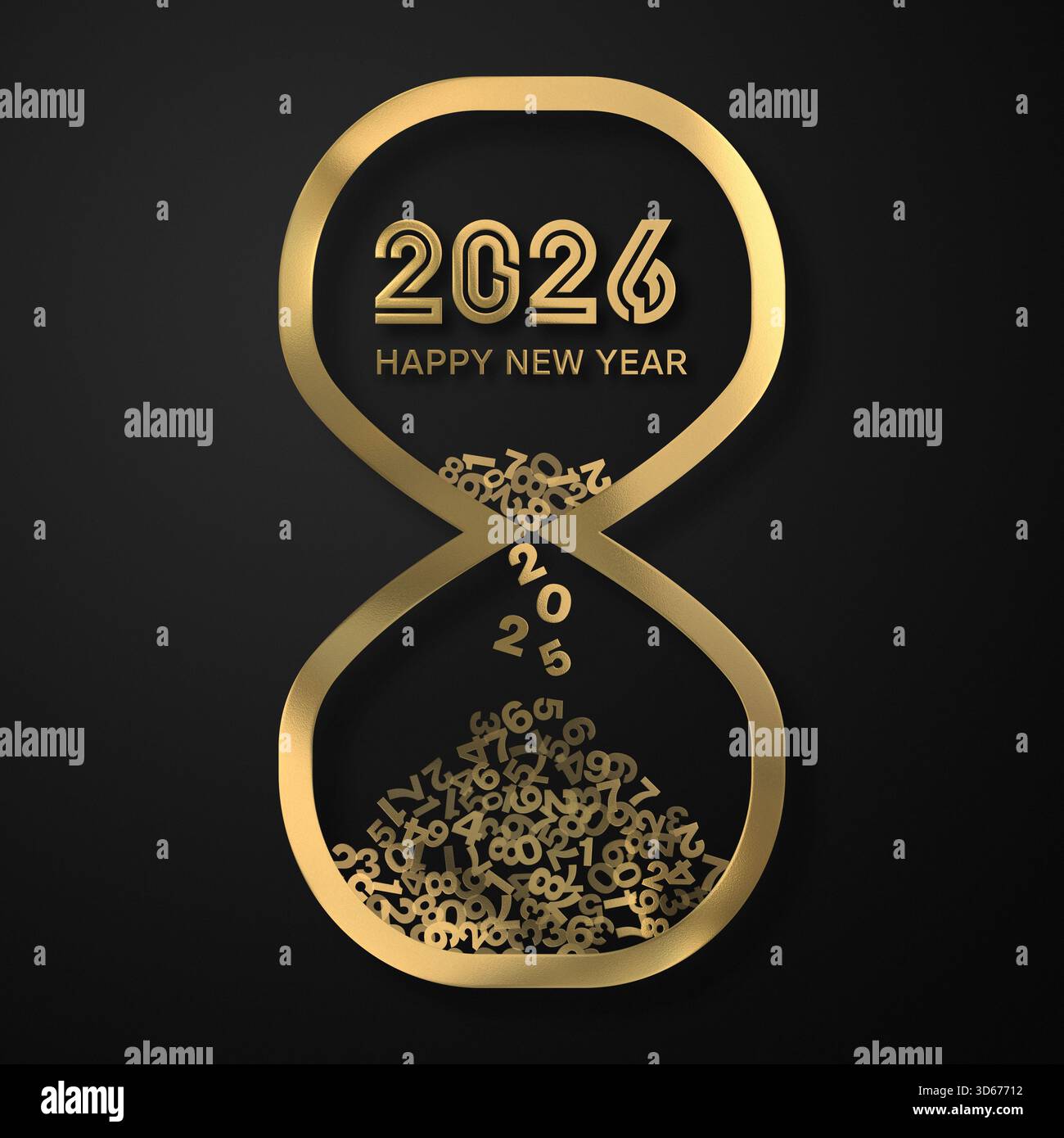 Neujahr Countdown 2026. Sanduhr zeigt die letzten Sekunden des Jahres 2025 an Stockfoto