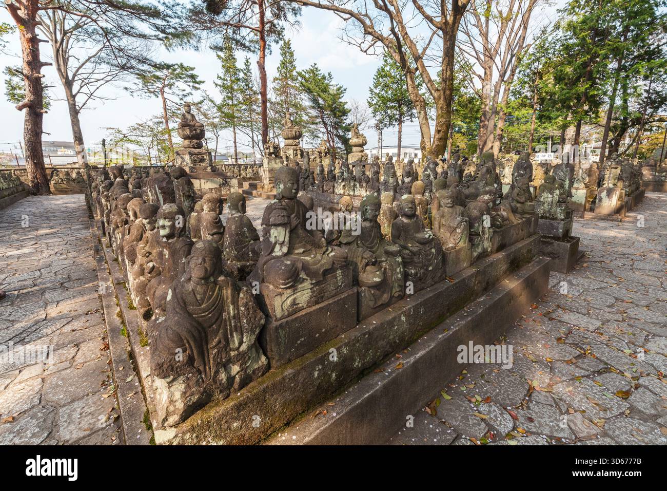 Figuren aus Stein bei Kitain ließ Tempel, Kawagoe, Präfektur Saitama, Japan Stockfoto