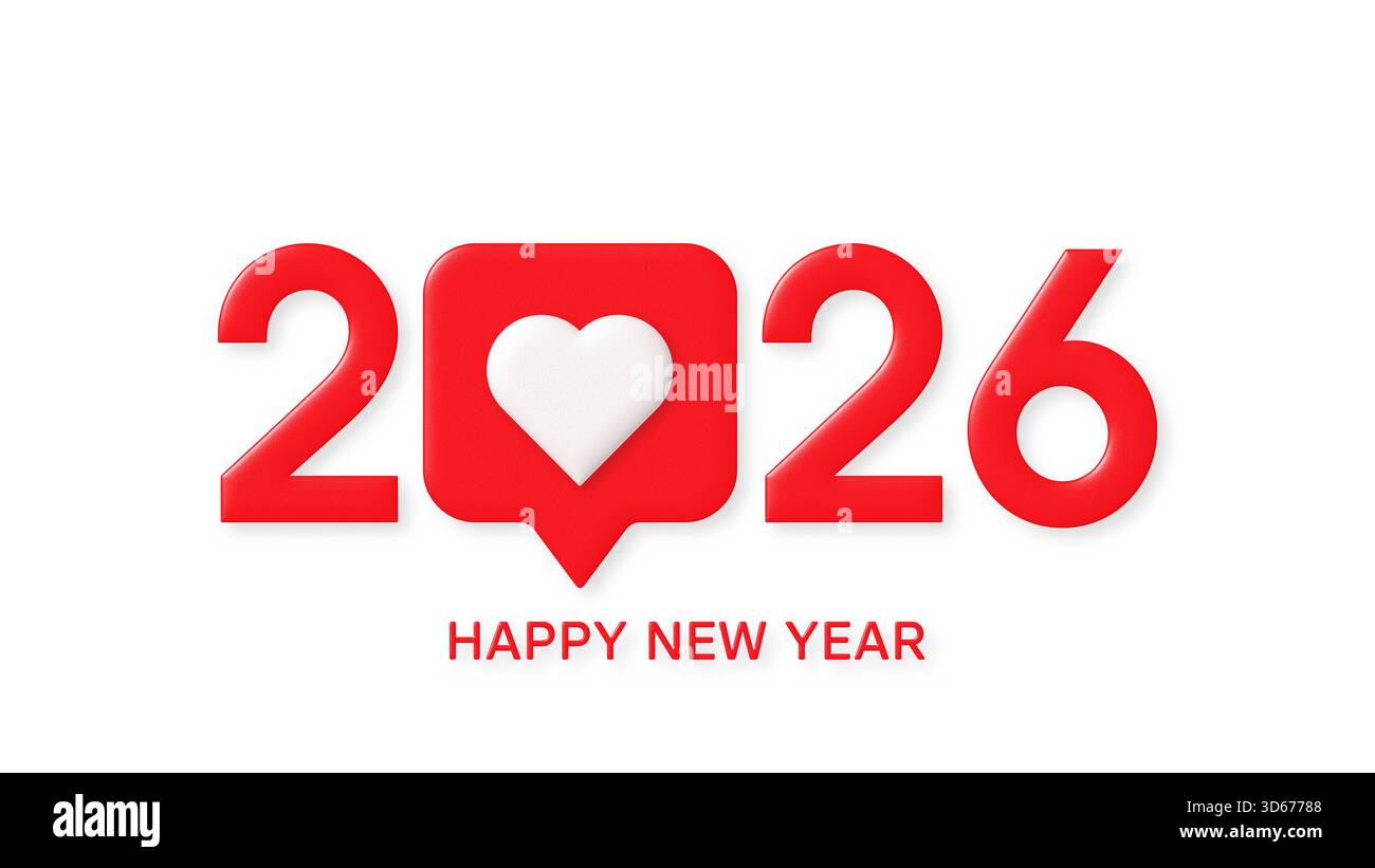 Happy New Year 2026 Instagram und soziale Medien Post und Story Stockfoto
