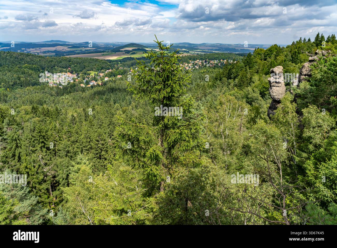 Landschaft bei Jonsdorf im Zittauer Gebirge, Oberlausitz, Sachsen, Deutschland Stockfoto